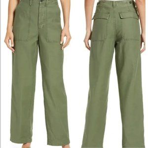 Madewell Olive Green High Rise Cargo Griff Fatigue Pants Size 25 NWOT